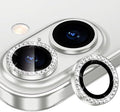 for iPhone 16/16 Plus Camera Lens Protector Bling Individual Metal Diamond Ring by Xfilm