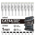 Jadaol Cat6a Ethernet Cable 1 ft 10 Pack, Slim 10G 550MHz 28AWG Patch Cable by Jadaol
