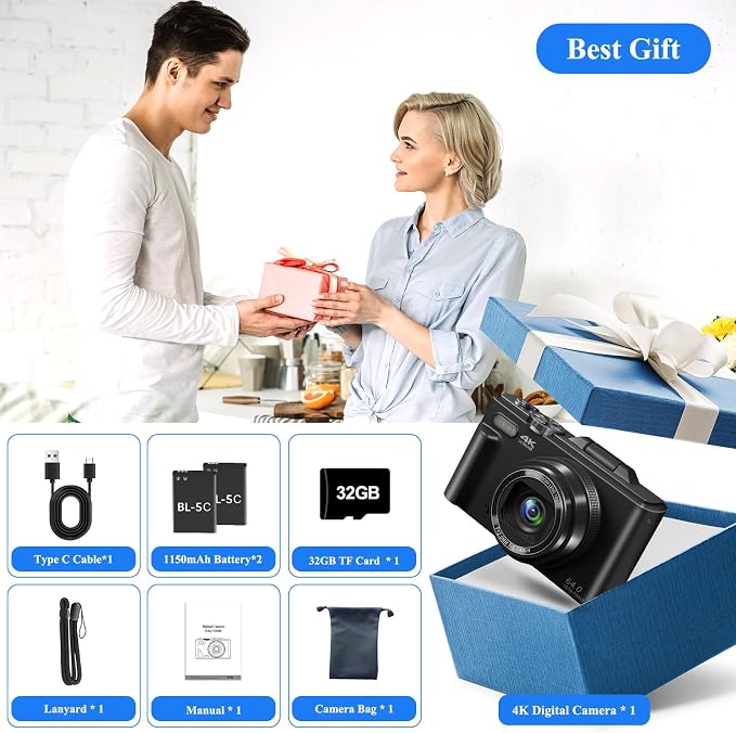 4K Digital Camera for Photography, 64MP Vlogging Camera for YouTube, WiFi Vlog - Image 7