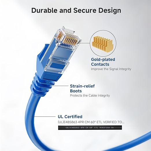 Cable Matters 10Gbps 5-Pack Snagless Short Cat 6 Ethernet Cable - 2ft - Image 4