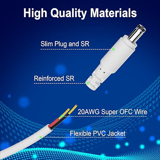 12V DC Power Extension Cable 50 FT, 5.5 mm x 2.1 mm 5521 Male to Female Supply - Image 3