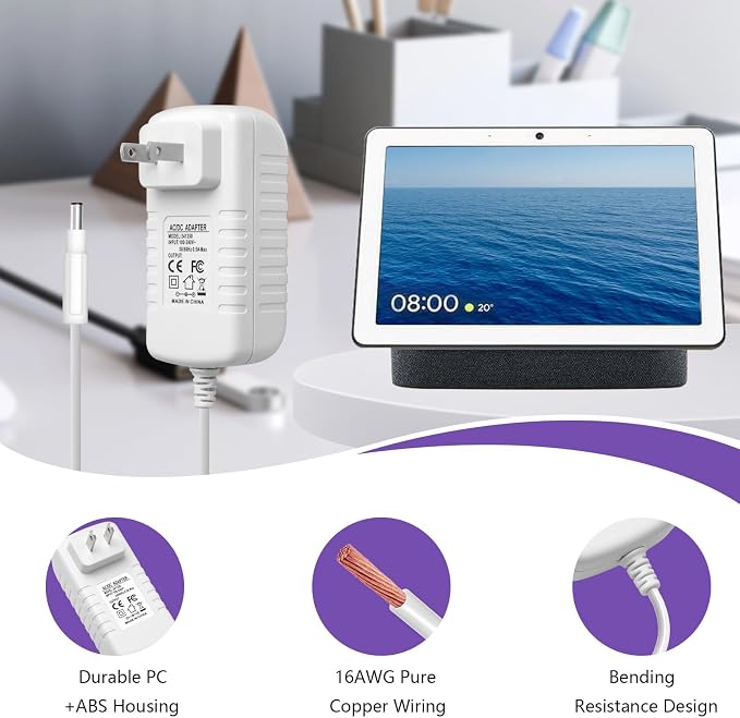 Charger Adapter for Google Nest Hub Max and Google Nest Audio Speaker DC Power - Image 7
