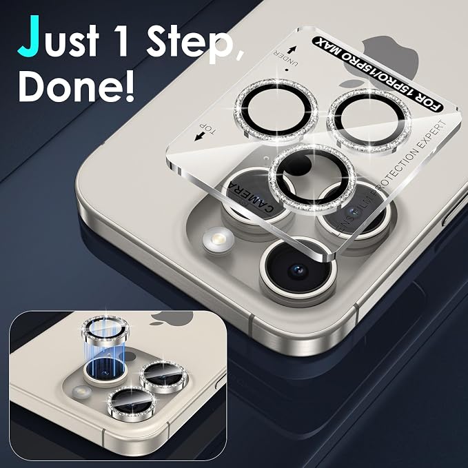YWXTW Designed for iPhone 15 Pro/iPhone 15 Pro Max Camera Lens Protector Bling - Image 4