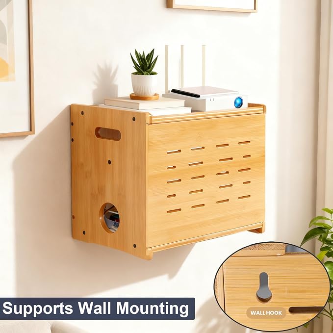 Fullin Upgrade WiFi Router Storage Box Hider, Large Capacity Projector Shelf - Image 5