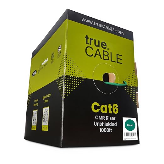 trueCABLE Cat6 Riser, 23AWG 4 Pair Solid Bare Copper, ETL Listed, Unshielded by trueCABLE