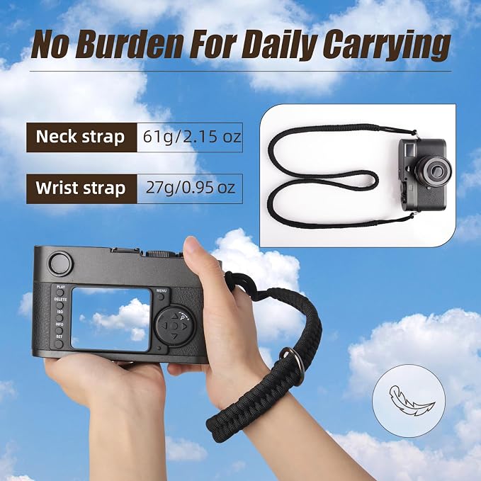 ARVOK 2 Pack Camera Strap with Camera Wrist Strap, 110cm Climbing Rope Camera - Image 6