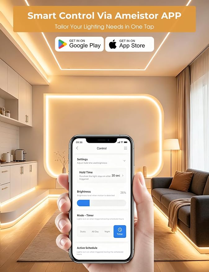 Smart Plug-in Dual Motion Sensor COB LED Strip Light - Image 4
