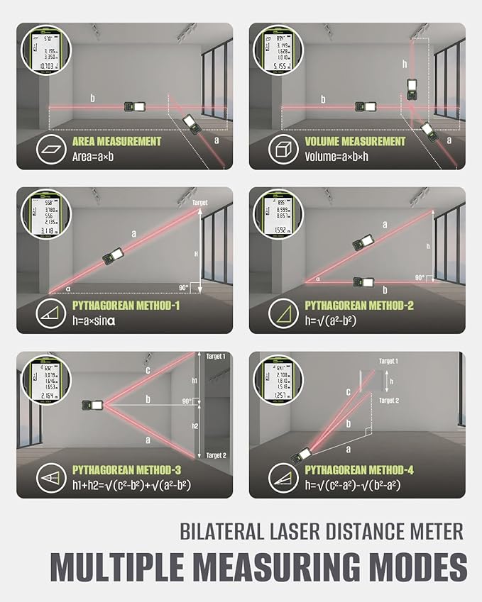 Inkerma Dual Laser Measurement Tool, 393Ft/120M Bilateral Laser Distance Meter - Image 5