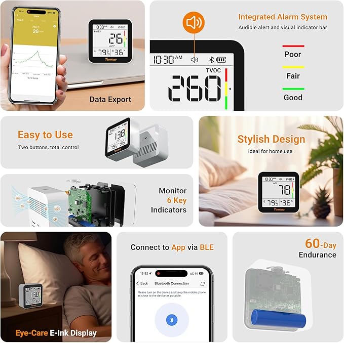 Temtop M10+ Indoor Air Quality Monitor & CO2 Meter - Image 2