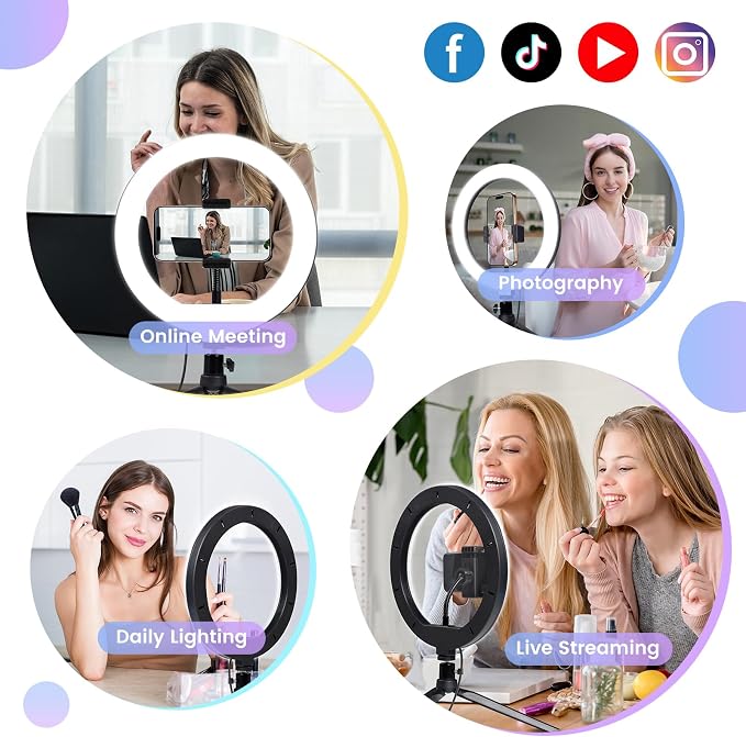 Selfie Ring Light 12" with Tripod Stand and Phone Holder, LED Ring Light - Image 3
