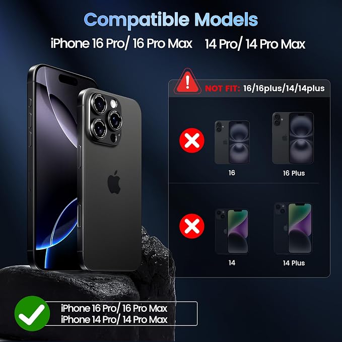 CACOE Camera Lens Protector for iPhone 14 Pro/14 Pro Max/16 Pro/16 Pro Max - Image 2