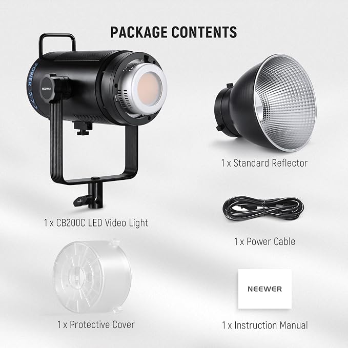 NEEWER CB200C 200W RGBWW COB LED Video Light, APP/2.4G 360° Color 2500K-7500K - Image 9