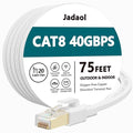 Jadaol Cat 8 Ethernet Cable 75 ft, 40Gbps 2000MHz Flat RJ45 S/FTP LAN Patch by Jadaol