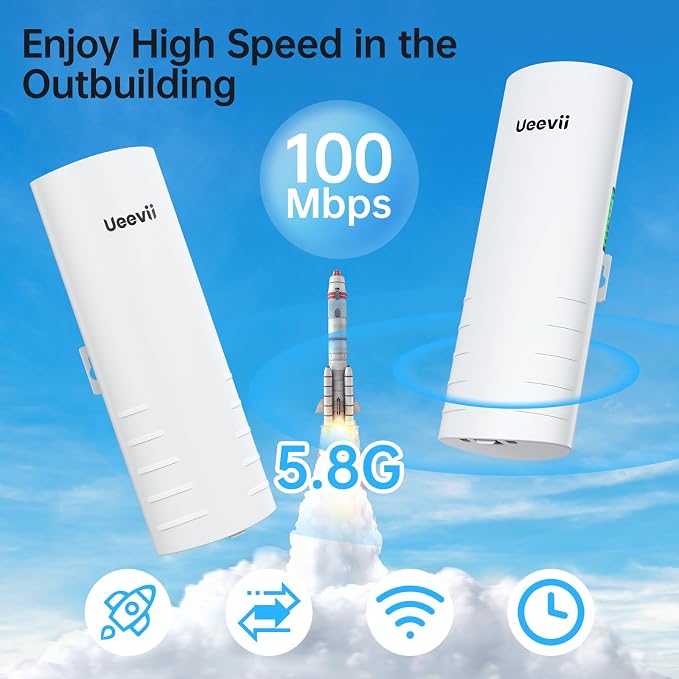 Wireless Bridge Outdoor with 2 Bracket: UeeVii CPE452 Point to Point 5.8G Long - Image 2