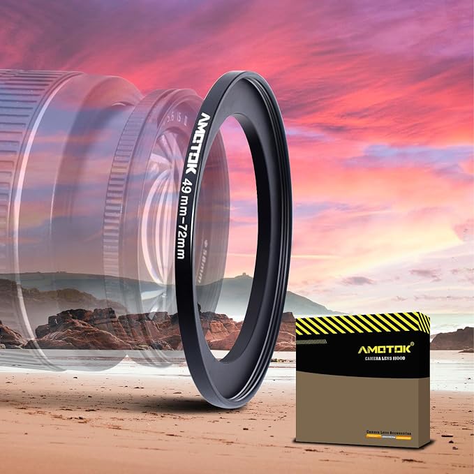 49mm Lens to 72mm Camera Lens Adapter, 49mm to 72mm Filter Step-Up Adapter Ring by AMOTOK