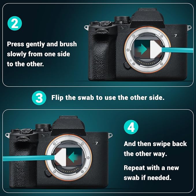Aocii 20pcs Full Frame Camera Sensor Cleaning Kit, Lens Solution, 24mm Swab - Image 5