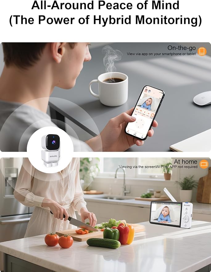 Smart Baby Monitor with App & 5" Screen, Dual Mode, Auto Motion Tracking PTZ - Image 5
