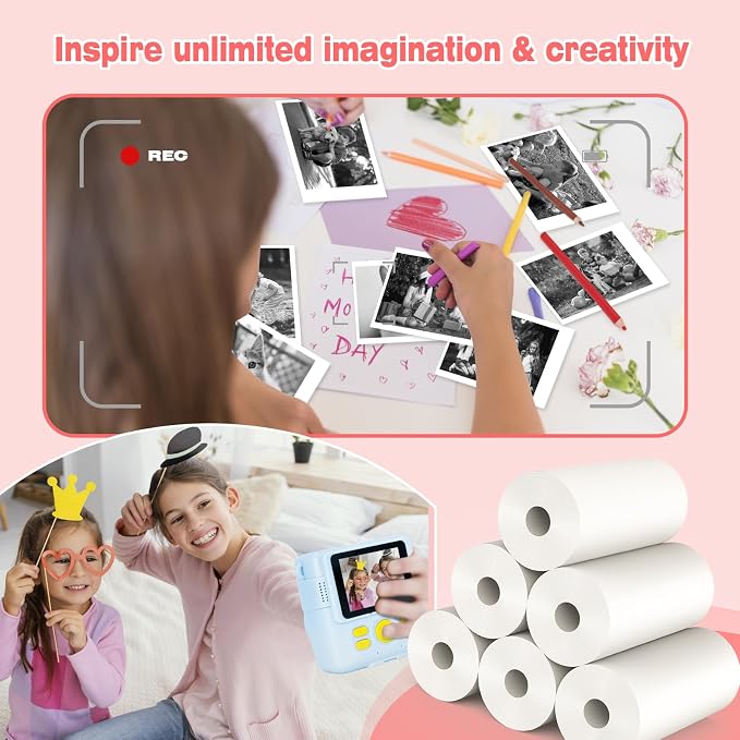 16 Rolls Kids Camera Instant Print Refill Paper Set, Phetium HD Printing - Image 4