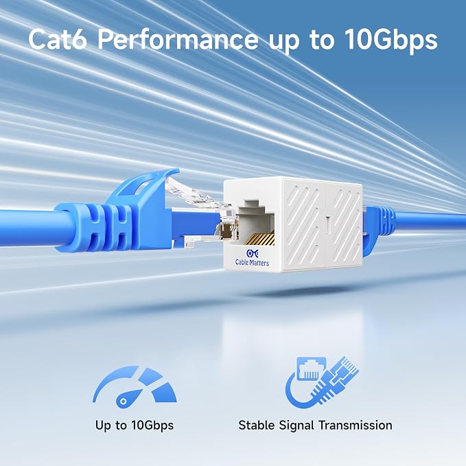 Cable Matters 2-Pack 10Gbps Cat 6 Ethernet Coupler in White, Compatible - Image 3