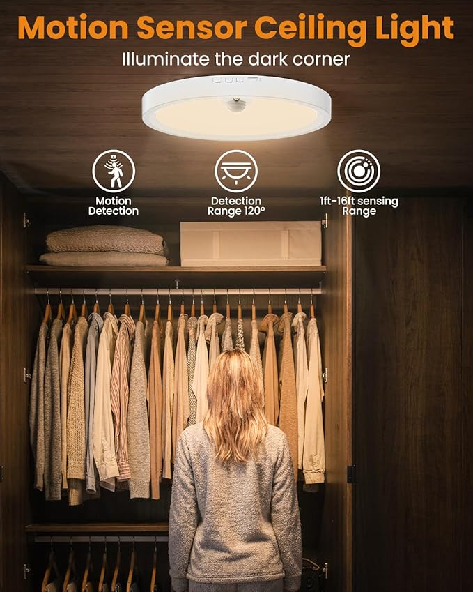 Wireless Motion Sensor Ceiling Light, 7 Inch - Image 2