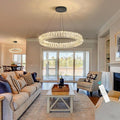 HAIXIANG Modern Crystal Chandelier Dimmable LED Ring Pendant Lights Adjustable by HAIXIANG