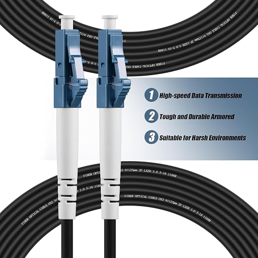 Fibergaga-10M OS2 LC to LC Fiber Optic Cable Outdoor Armored Single Mode - Image 2