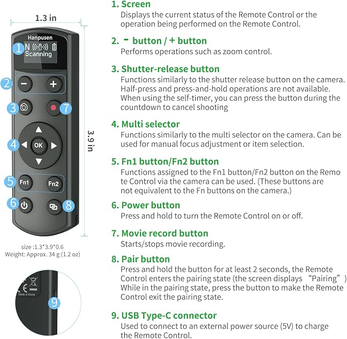 for Nikon Rechargeable Shutter Release, Wireless Camera Remote Control - Image 5