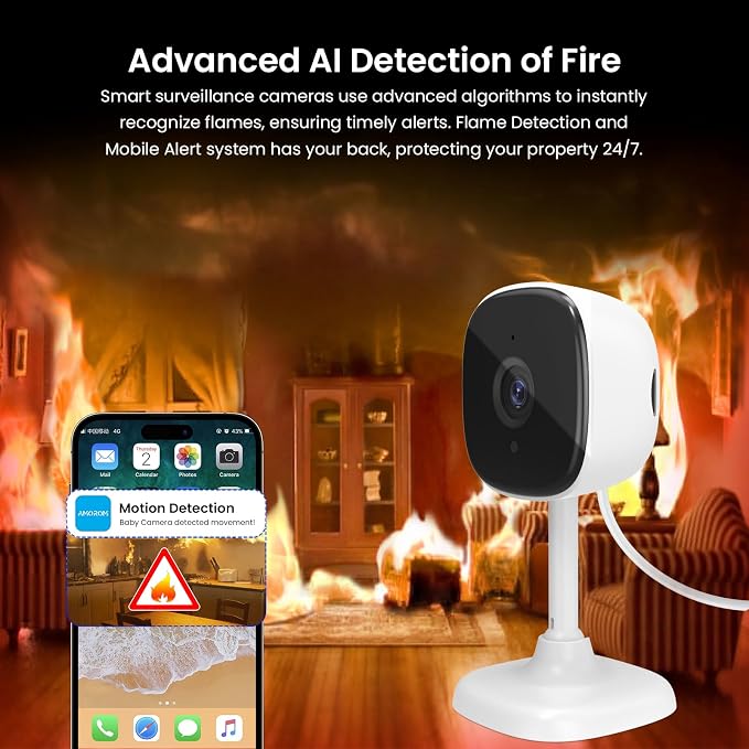 AMOROM 2 Pack 1080P Indoor Wired Security Cameras, Home Indoor Cameras - Image 6