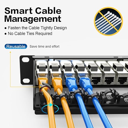 Patch Panel 24 Port with 24 Pcs Cat6A Keystone Jack STP 10G Support with - Image 3