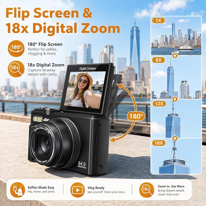 4K Digital Camera for Photography, 4K 64MP Vlogging Camera for YouTube - Image 4