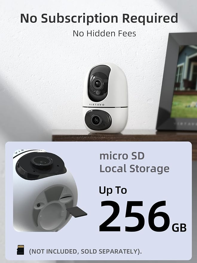 VIRTAVO Pet Camera Indoor for Dogs & Cats, 360° PTZ Pet Monitor - Image 5