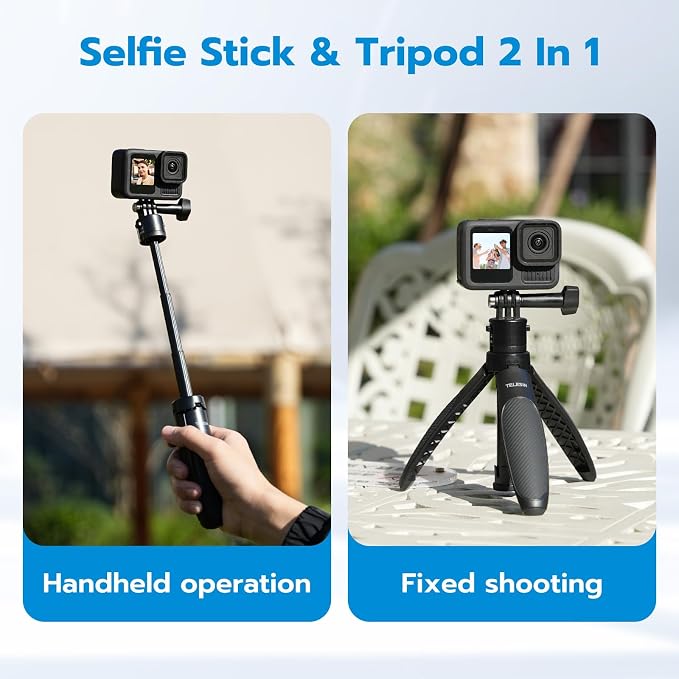TELESIN 40cm/15.75'' Selfie Stick Tripod, Quick Release Portable Vlog Camera - Image 4
