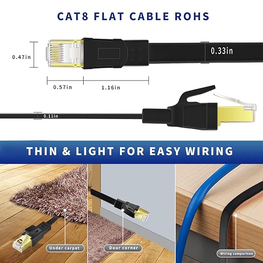 CAT8 Ethernet Cable 25 ft, High Speed Heavy Duty Cat8 LAN Network Cable 40Gbps - Image 3