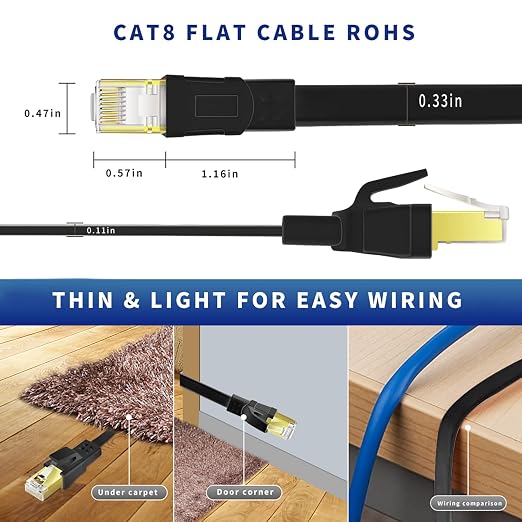 CAT8 Ethernet Cable 50ft, High Speed Heavy Duty Cat8 LAN Network Cable 40Gbps - Image 3