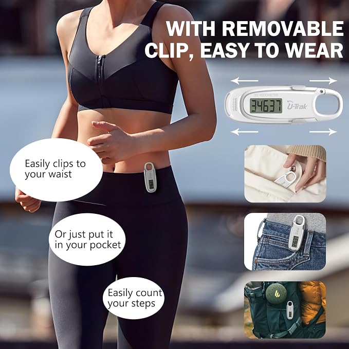 3D Pedometer for Walking with Removable Clip and Carabiner Simple Step Counter - Image 6