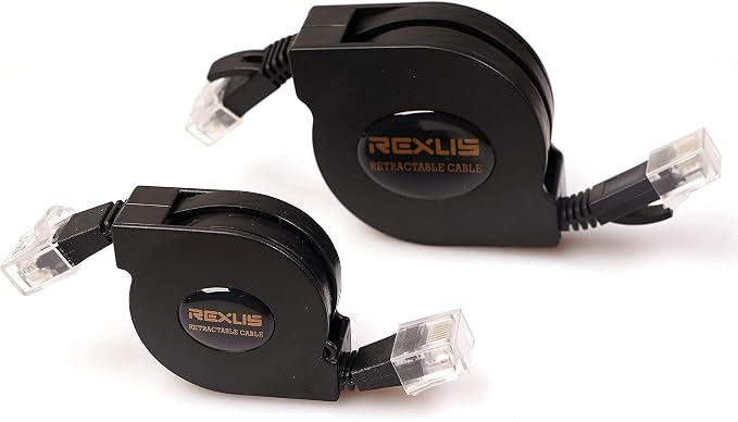 REXUS Retractable Cat 6 Flat Ethernet Network Cable 3.3 & 6.6 FT Combination - Image 2