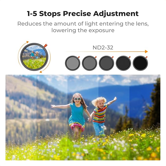 K&F CONCEPT 77mm Black Diffusion Mist Effect 1/4 & Variable ND2-32 & Circular - Image 5