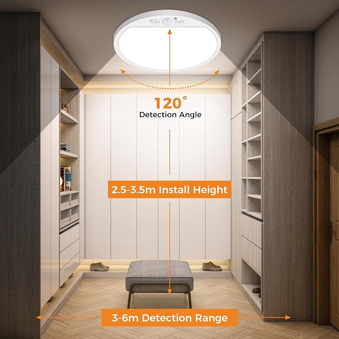 slochi 1Pack Motion Sensor Light Indoor Wired, 12 Inch 3000K/4000K/6500K Closet - Image 6