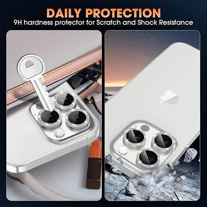 for iPhone 16 Pro/16 Pro Max Camera Lens Protector Bling Individual Metal - Image 2