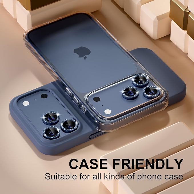 Misea Compatible for iPhone 17 Pro/iPhone 17 Pro Max Camera Lens Protector Bling - Image 5