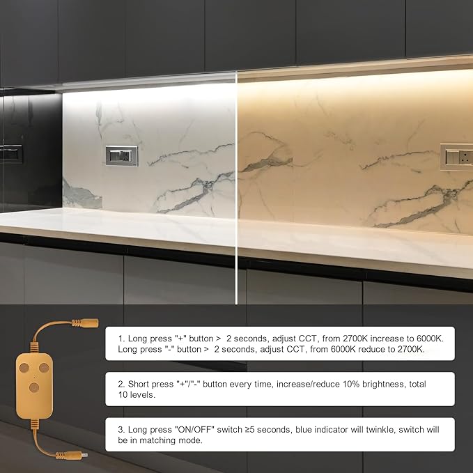 4pack 7inch Dimmable LED Kitchen Light Kit, 2700-6000K Smart Closet Cabinet - Image 7