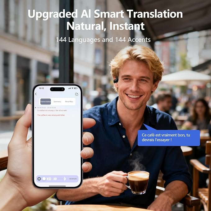 AI Open Ear Headphones Translation Earbuds, Real-Time 2-Way Language Translator - Image 3