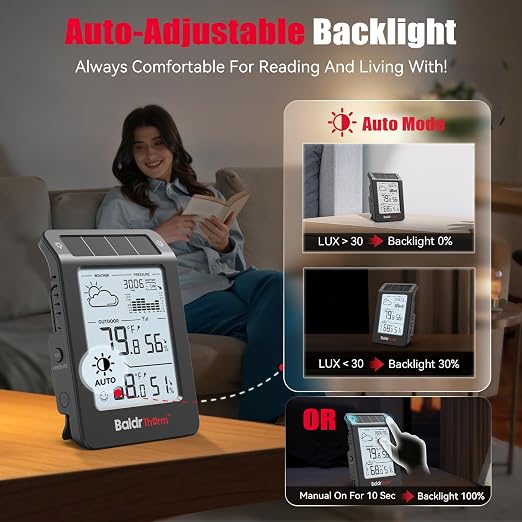 BaldrTherm Outdoor Indoor Thermometer Wireless Weather Station, Dual-Zone - Image 3