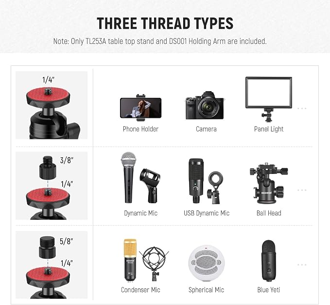 NEEWER TL253A+DS001 Table Camera Tripod - Image 5