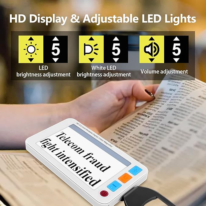5.0 Inch Digital Magnifier, 3X-48X Zoom Electronic Reading Aid, Simplified - Image 4