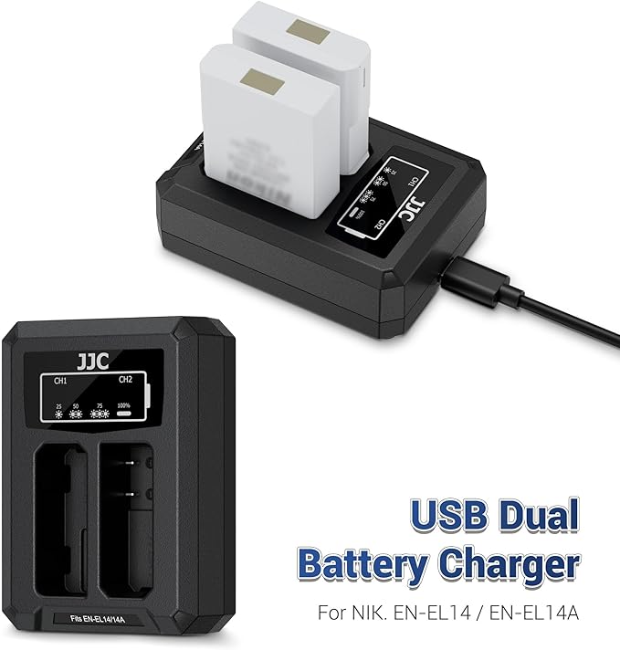 JJC EN-EL14a EN-EL14 Battery Charger USB Dual Slot - Image 2