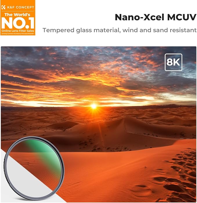 K&F CONCEPT 82mm MC UV Protection Filter Shockproof Tempered Optical Glass - Image 2