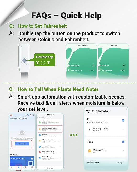 Smart WiFi Soil Moisture Meter for Plants, 2-in-1 Sensor - Image 3