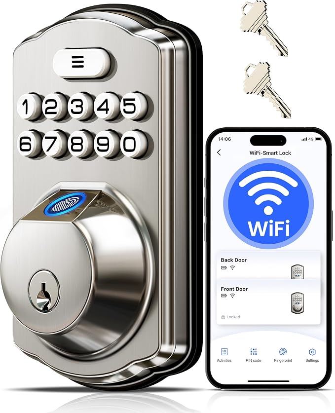 Veise VE012W Built-in WiFi Fingerprint Smart Lock, App Remote Control, by Veise