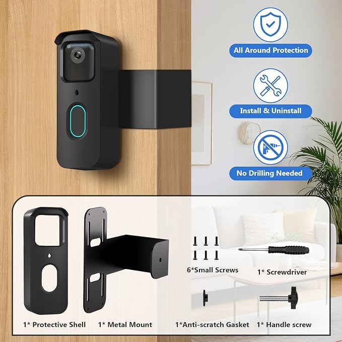 Anti-Theft Doorbell Mount for Blink, No-Drill Doorbell Door Mount Bracket Video - Image 8